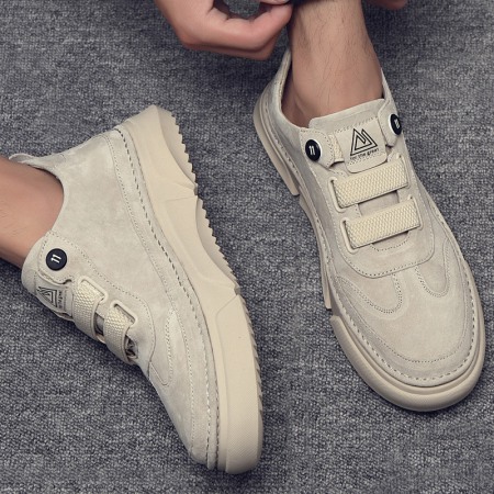 Men's Autumn New Leather Shoes Casual Sports Tooling Martin Shoes White